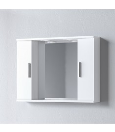 Καθρέφτης ALON 75 Διπλός Λευκός 3MAL075GLD με δυο ντουλάπια, 75x15x56 και φωτισμό Led