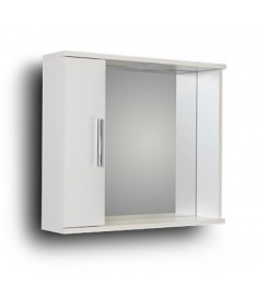 Καθρέφτης ALON 65 Aριστερός 3MAL065GLL Λευκό Gloss, με ένα ντουλάπι αριστερά 65x15x56 και φωτισμό LED