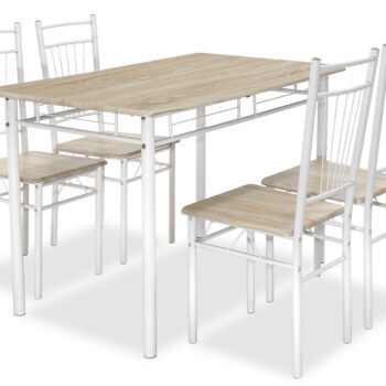 Τραπεζαρία Roza pakoworld σετ 5τμχ χρώμα sonoma - πόδια λευκό gloss 120x70x75εκ 072-000001 - Image 1