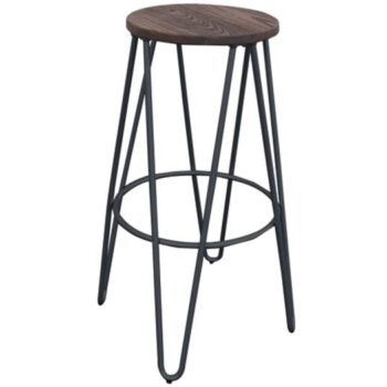 ARCO Wood Σκαμπό Bar, Μέταλλο Βαφή Μαύρο, Ξύλο Απόχρωση Dark Oak - Image 1