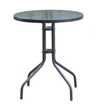 BALENO Τραπέζι Κήπου - Βεράντας, Μέταλλο Βαφή Ανθρακί, Γυαλί Tempered - Image 1