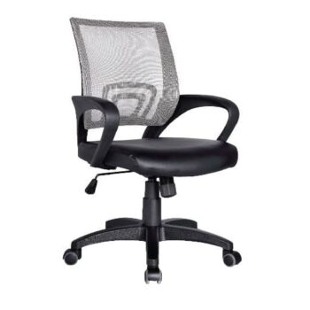 BF2101 Πολυθρόνα-Pro Γραφείου με Ανάκλιση, Γκρι Mesh - Μαύρο PU - Image 1