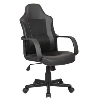 BF2850 Πολυθρόνα Γραφείου Διευθυντή, Mesh Μαύρο, PU Μαύρο - Image 1