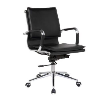 BF3601 Πολυθρόνα Γραφείου Μέταλλο Βάση Χρώμιο - PU Μαύρο - Image 1