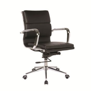 BF4801 Πολυθρόνα Γραφείου Μέταλλο Χρώμιο, PU Μαύρο - Image 1