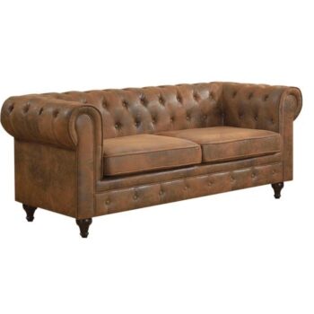 CHESTERFIELD York Kαναπές 3Θέσιος Σαλονιού - Καθιστικού, Ύφασμα Απόχρωση Καφέ Camel - Image 1