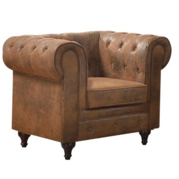 CHESTERFIELD York Πολυθρόνα Σαλονιού - Καθιστικού, Ύφασμα Απόχρωση Καφέ Camel - Image 1