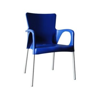 LARA Πολυθρόνα Pro Dining Στοιβαζόμενη, ALU Silver, PP - UV Protection Απόχρωση Μπλε - Image 1