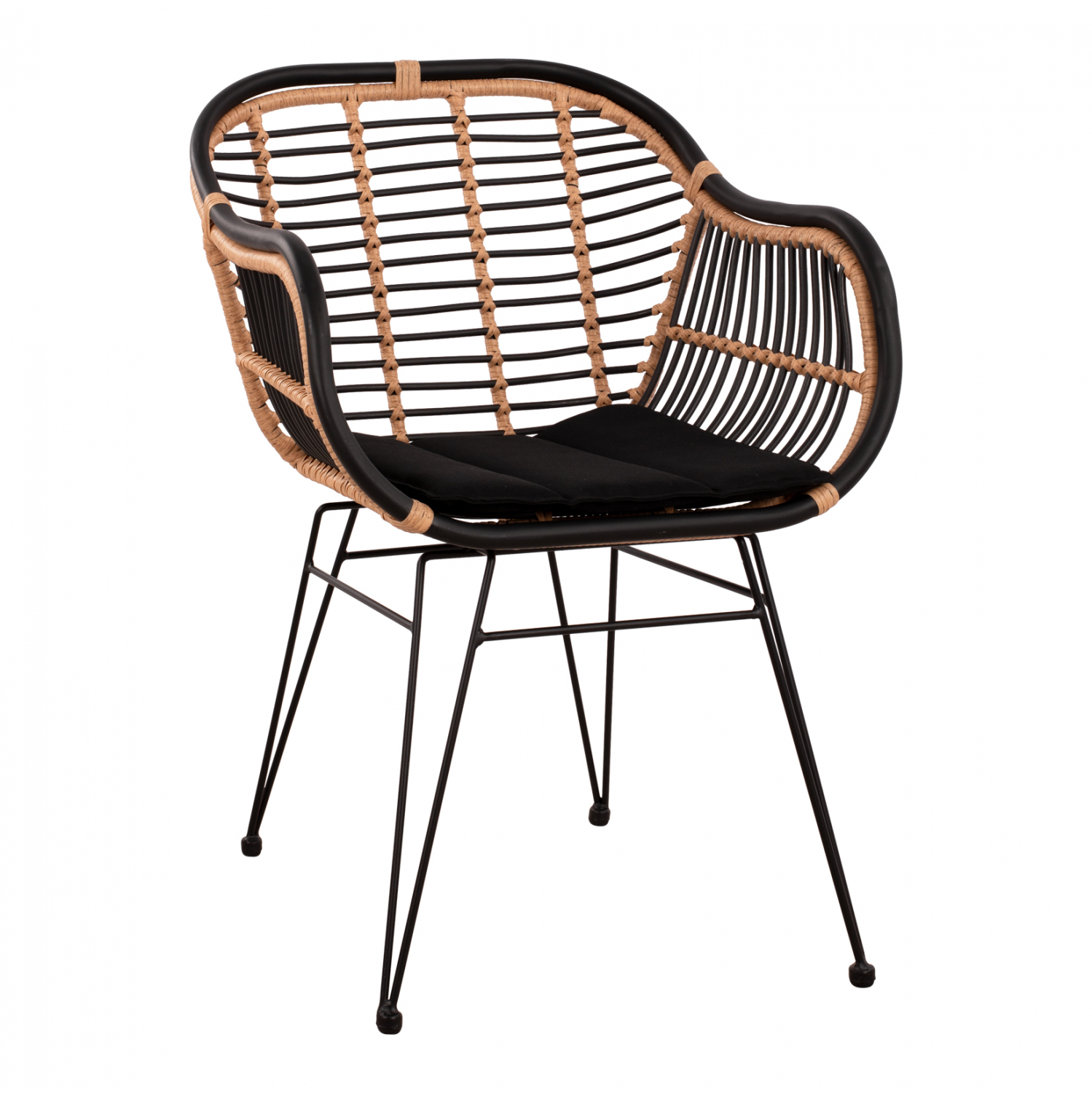 ΠΟΛΥΘΡΟΝΑ ΜΕ ΜΑΞΙΛΑΡΙ ΜΕΤΑΛΛΙΚΗ FB95663 ΜΕ WICKER ΜΠΕΖ & ΜΑΥΡΟ ΧΡΩΜΑ  58x60x82Υ εκ. 0610252