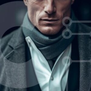 Intra Συλλεκτικό Ξύλινο Παζλ Plywood  4mm - Πορτρέτο ενός σοβαρού άνδρα με γκρι κοστούμι και λευκό πουκάμισο με κοντά ξανθά μαλλιά και μπλε μάτια Σε Ξύλινο Κουτί - Διαστάσεις Puzzle: 10x10 cm – 25 κομμάτια