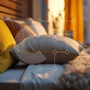 Intra Συλλεκτικό Ξύλινο Παζλ Plywood  4mm - Άνετο υπνοδωμάτιο με λευκό και κίτρινο κρεβάτι, ξύλινο κεφαλάρι και κίτρινες κουρτίνες Σε Ξύλινο Κουτί - Διαστάσεις Puzzle: 10x10 cm – 25 κομμάτια