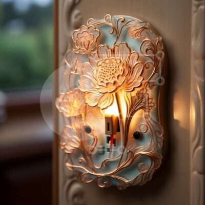 Intra Συλλεκτικό Ξύλινο Παζλ Plywood  4mm - Κομψή απλίκα τοίχου με λουλουδάτο σχέδιο - ορείχαλκο και χρυσό φινίρισμα Σε Ξύλινο Κουτί - Διαστάσεις Puzzle: 10x10 cm – 25 κομμάτια - Image 1