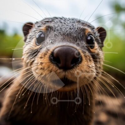 Intra Συλλεκτικό Ξύλινο Παζλ Plywood  4mm - Κοντινό πλάνο του προσώπου μιας βίδρας Σε Ξύλινο Κουτί - Διαστάσεις: 10x10 cm – 25 κομμάτια - Image 1