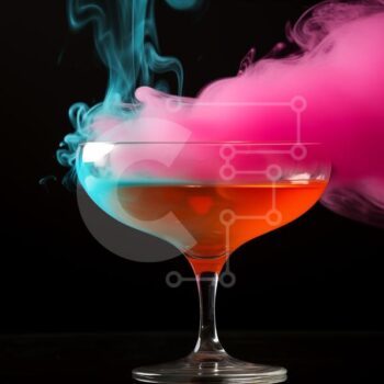 Intra Συλλεκτικό Ξύλινο Παζλ Plywood  4mm - Πολύχρωμο ποτήρι κοκτέιλ με ροζ, μπλε και μωβ καπνό Σε Ξύλινο Κουτί - Διαστάσεις Puzzle: 10x10 cm – 25 κομμάτια - Image 1