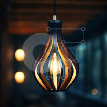 Intra Συλλεκτικό Ξύλινο Παζλ Plywood  4mm - Μοντέρνο ξύλινο φωτιστικό σε φωτεινό δωμάτιο Σε Ξύλινο Κουτί - Διαστάσεις Puzzle: 10x10 cm – 25 κομμάτια - Image 1