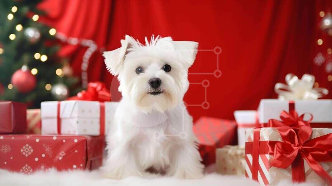 Intra Συλλεκτικό Ξύλινο Παζλ Plywood  4mm - Εορταστικό σκυλί με χριστουγεννιάτικα δώρα και στολίδια Σε Ξύλινο Κουτί - Διαστάσεις: 10x10 cm – 25 κομμάτια