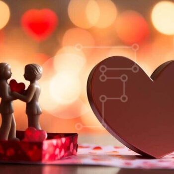 Intra Συλλεκτικό Ξύλινο Παζλ Plywood  4mm - Ρομαντικά ειδώλια για την ημέρα του Αγίου Βαλεντίνου με κουτί σοκολάτας σε σχήμα καρδιάς Σε Ξύλινο Κουτί - Διαστάσεις Puzzle: 10x10 cm – 25 κομμάτια - Image 1