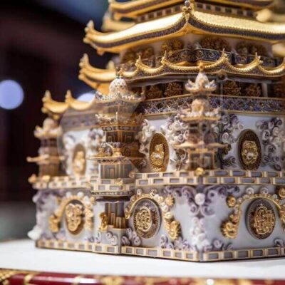 Intra Συλλεκτικό Ξύλινο Παζλ Plywood  4mm - Περίπλοκο μοντέλο παγόδας ασιατικού στιλ Σε Ξύλινο Κουτί - Διαστάσεις Puzzle: 10x10 cm – 25 κομμάτια - Image 1