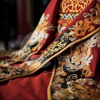 Intra Συλλεκτικό Ξύλινο Παζλ Plywood  4mm - Περίτεχνα κεντημένο ρούχο σε κόκκινο και μαύρο Σε Ξύλινο Κουτί - Διαστάσεις Puzzle: 10x10 cm – 25 κομμάτια - Image 1