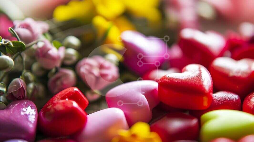 Intra Συλλεκτικό Ξύλινο Παζλ Plywood  4mm - Πολύχρωμες καραμέλες σε σχήμα καρδιάς για την ημέρα του Αγίου Βαλεντίνου Σε Ξύλινο Κουτί - Διαστάσεις Puzzle: 10x10 cm – 25 κομμάτια