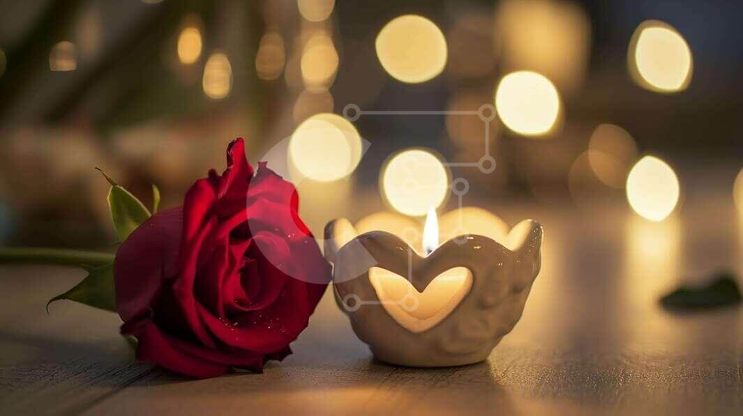 Intra Συλλεκτικό Ξύλινο Παζλ Plywood  4mm - Ρομαντικό τριαντάφυλλο και κερί Σε Ξύλινο Κουτί - Διαστάσεις Puzzle: 10x10 cm – 25 κομμάτια