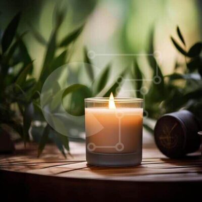 Intra Συλλεκτικό Ξύλινο Παζλ Plywood 4mm - Λαμπερό κερί με πράσινα φύλλα Σε Ξύλινο Κουτί - Διαστάσεις Puzzle: 10x10 cm – 25 κομμάτια - Image 1