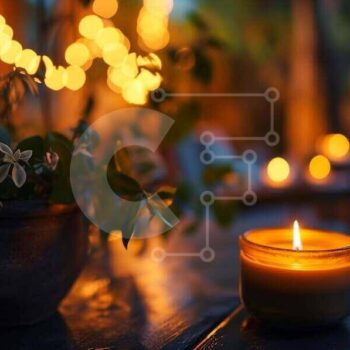 Intra Συλλεκτικό Ξύλινο Παζλ Plywood  4mm - Άνετο σκηνικό υπό το φως των κεριών με φυτά Σε Ξύλινο Κουτί - Διαστάσεις Puzzle: 10x10 cm – 25 κομμάτια - Image 1