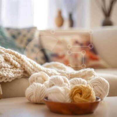 Intra Συλλεκτικό Ξύλινο Παζλ Plywood 4mm - Άνετο σαλόνι με νήματα και πλεκτή κουβέρτα Σε Ξύλινο Κουτί - Διαστάσεις Puzzle: 10x10 cm – 25 κομμάτια - Image 1