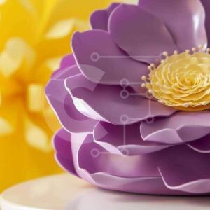 Intra Συλλεκτικό Ξύλινο Παζλ Plywood  4mm - Μωβ γλυπτό λουλουδιών σε λευκό τραπέζι με πορτοκαλί φόντο Σε Ξύλινο Κουτί - Διαστάσεις Puzzle: 10x10 cm – 25 κομμάτια