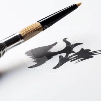 Intra Συλλεκτικό Ξύλινο Παζλ Plywood  4mm - Πινέλο καλλιγραφίας και πινελιές μελανιού Σε Ξύλινο Κουτί - Διαστάσεις Puzzle: 10x10 cm – 25 κομμάτια - Image 1