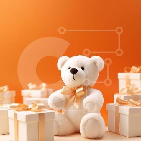 Intra Συλλεκτικό Ξύλινο Παζλ Plywood 4mm - Teddy Bear που περιβάλλεται από δώρα Σε Ξύλινο Κουτί - Διαστάσεις Puzzle: 10x10 cm – 25 κομμάτια - Image 1