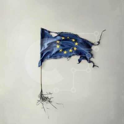 Intra Συλλεκτικό Ξύλινο Παζλ Plywood 4mm - Σπασμένη σημαία της Ευρωπαϊκής Ένωσης Σε Ξύλινο Κουτί - Διαστάσεις Puzzle: 10x10 cm – 25 κομμάτια - Image 1