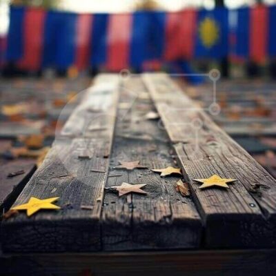 Intra Συλλεκτικό Ξύλινο Παζλ Plywood 4mm - Ξύλινο μονοπάτι με φύλλα και σημαίες Σε Ξύλινο Κουτί - Διαστάσεις Puzzle: 10x10 cm – 25 κομμάτια - Image 1