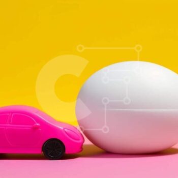 Intra Συλλεκτικό Ξύλινο Παζλ Plywood  4mm - Πολύχρωμο παιχνίδι αυτοκίνητο και αυγό σε κίτρινο φόντο Σε Ξύλινο Κουτί - Διαστάσεις Puzzle: 10x10 cm – 25 κομμάτια - Image 1