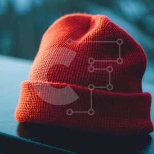 Intra Συλλεκτικό Ξύλινο Παζλ Plywood  4mm - Red Beanie καπέλο σε μαύρη επιφάνεια Σε Ξύλινο Κουτί - Διαστάσεις Puzzle: 10x10 cm – 25 κομμάτια