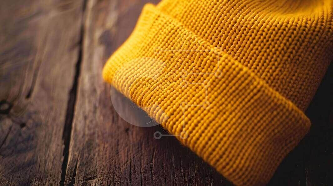 Intra Συλλεκτικό Ξύλινο Παζλ Plywood  4mm - Κοντινό πλάνο ενός κίτρινου πλεκτού φασόλι σε ξύλινη επιφάνεια Σε Ξύλινο Κουτί - Διαστάσεις Puzzle: 10x10 cm – 25 κομμάτια