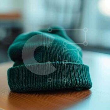 Intra Συλλεκτικό Ξύλινο Παζλ Plywood  4mm - Πράσινο καπέλο Beanie σε ξύλινο τραπέζι Σε Ξύλινο Κουτί - Διαστάσεις Puzzle: 10x10 cm – 25 κομμάτια - Image 1