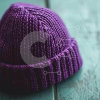 Intra Συλλεκτικό Ξύλινο Παζλ Plywood  4mm - Μωβ Πλεκτό Beanie σε Ξύλινη Επιφάνεια Σε Ξύλινο Κουτί - Διαστάσεις Puzzle: 10x10 cm – 25 κομμάτια - Image 1