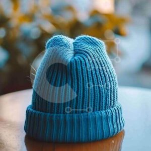 Intra Συλλεκτικό Ξύλινο Παζλ Plywood  4mm - Μπλε πλεκτό φασόλι σε ξύλινο τραπέζι Σε Ξύλινο Κουτί - Διαστάσεις Puzzle: 10x10 cm – 25 κομμάτια