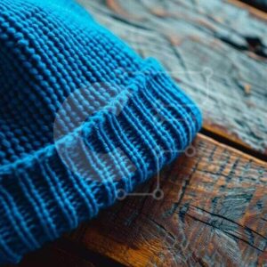 Intra Συλλεκτικό Ξύλινο Παζλ Plywood  4mm - Μπλε πλεκτό φασόλι σε ξύλινη επιφάνεια Σε Ξύλινο Κουτί - Διαστάσεις Puzzle: 10x10 cm – 25 κομμάτια