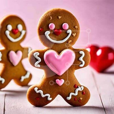 Intra Συλλεκτικό Ξύλινο Παζλ Plywood  4mm - Μπισκότα με μελόψωμο για την ημέρα του Αγίου Βαλεντίνου σε ξύλινη επιφάνεια Σε Ξύλινο Κουτί - Διαστάσεις: 10x10 cm – 25 κομμάτια - Image 1