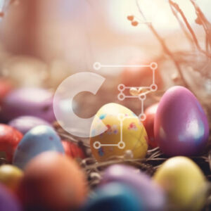 Intra Συλλεκτικό Ξύλινο Παζλ Plywood  4mm - Πολύχρωμα Πασχαλινά αυγά στο γρασίδι Σε Ξύλινο Κουτί - Διαστάσεις: 10x10 cm – 25 κομμάτια