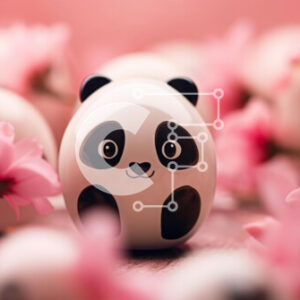 Intra Συλλεκτικό Ξύλινο Παζλ Plywood  4mm - Ειδώλιο αρκούδας Panda που περιβάλλεται από ροζ άνθη και λουλούδια Σε Ξύλινο Κουτί - Διαστάσεις: 10x10 cm – 25 κομμάτια