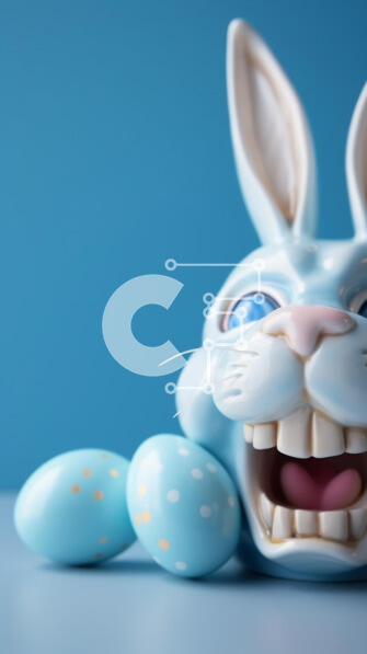 Intra Συλλεκτικό Ξύλινο Παζλ Plywood  4mm - Κεραμικό ειδώλιο πασχαλινό λαγουδάκι με μπλε μάτια και αυγά Σε Ξύλινο Κουτί - Διαστάσεις Puzzle: 10x10 cm – 25 κομμάτια