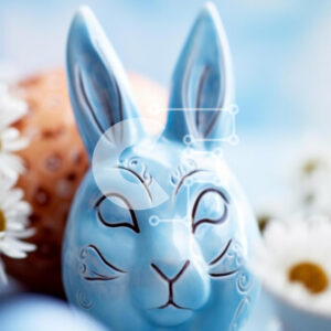 Intra Συλλεκτικό Ξύλινο Παζλ Plywood  4mm - Τραπέζι με θέμα το Πάσχα με γαλάζιο λαγουδάκι και μαργαρίτες Σε Ξύλινο Κουτί - Διαστάσεις Puzzle: 10x10 cm – 25 κομμάτια