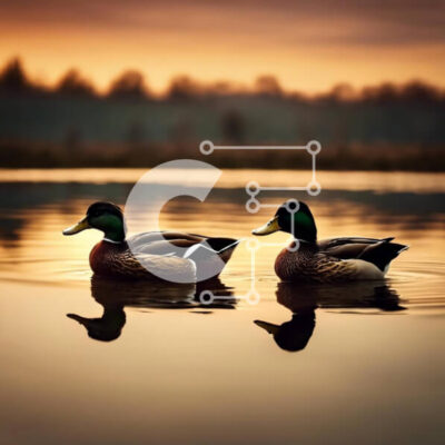 Intra Συλλεκτικό Ξύλινο Παζλ Plywood  4mm - Ήσυχο ηλιοβασίλεμα με πάπιες που κολυμπούν στο νερό Σε Ξύλινο Κουτί - Διαστάσεις: 10x10 cm – 25 κομμάτια - Image 1