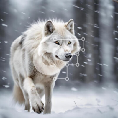 Intra Συλλεκτικό Ξύλινο Παζλ Plywood 4mm - Λευκός λύκος στο χιονισμένο δάσος Σε Ξύλινο Κουτί - Διαστάσεις: 10x10 cm – 25 κομμάτια - Image 1