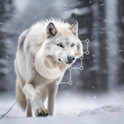 Intra Συλλεκτικό Ξύλινο Παζλ Plywood  4mm - Λευκός Λύκος στο Snowy Woods Σε Ξύλινο Κουτί - Διαστάσεις: 10x10 cm – 25 κομμάτια - Image 1