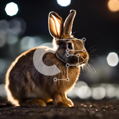 Intra Συλλεκτικό Ξύλινο Παζλ Plywood  4mm - Περίεργο κουνέλι με πολύχρωμα φώτα Σε Ξύλινο Κουτί - Διαστάσεις: 10x10 cm – 25 κομμάτια - Image 1