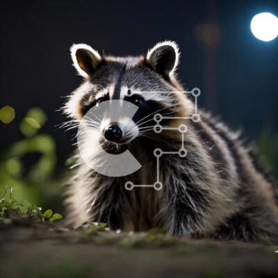 Intra Συλλεκτικό Ξύλινο Παζλ Plywood 4mm - Περίεργο ρακούν μπροστά από την πανσέληνο Σε Ξύλινο Κουτί - Διαστάσεις: 10x10 cm – 25 κομμάτια - Image 1